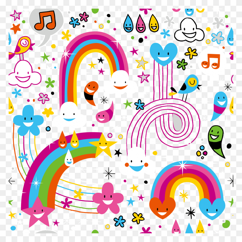 1654x1654 Vector Light Rainbow Cloud Drop Cartoon Pattern Light Cartoon Background, Graphics, Confetti HD PNG Download