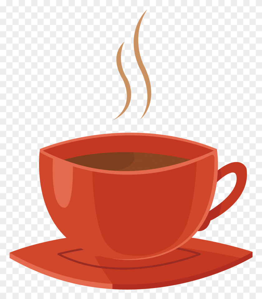 1445x1669 Vector Red Cup Of Coffee Xicara Vermelha, Coffee Cup, Pottery, Saucer HD PNG Download