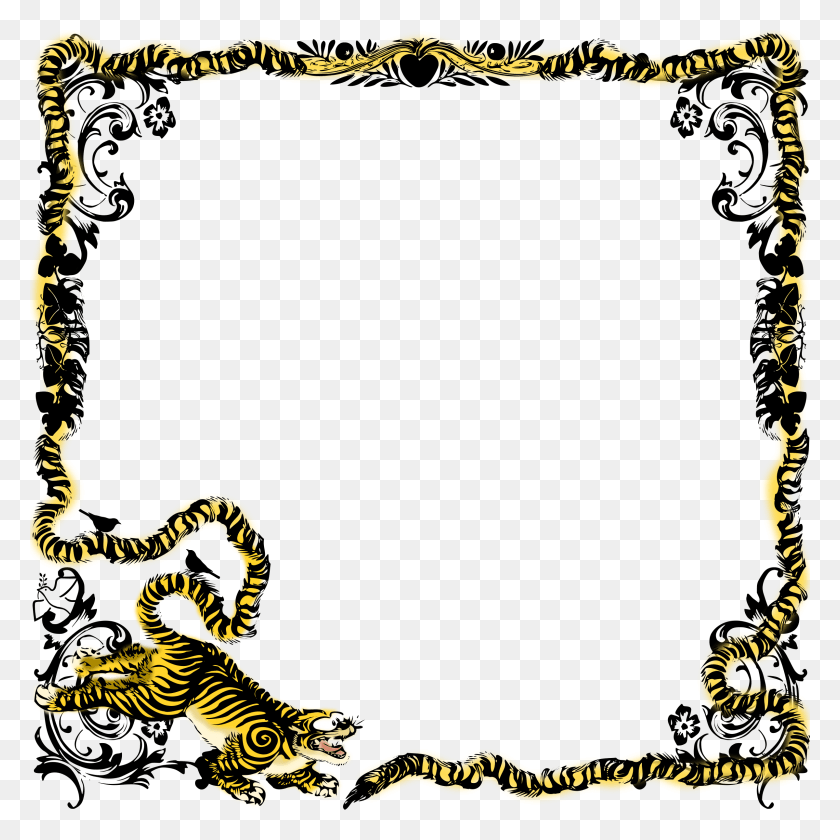 2400x2400 Векторная Иллюстрация Stock Free Tiger Frame Mono Big Image Tiger Frame, Text, Snake, Reptile Hd Png Download