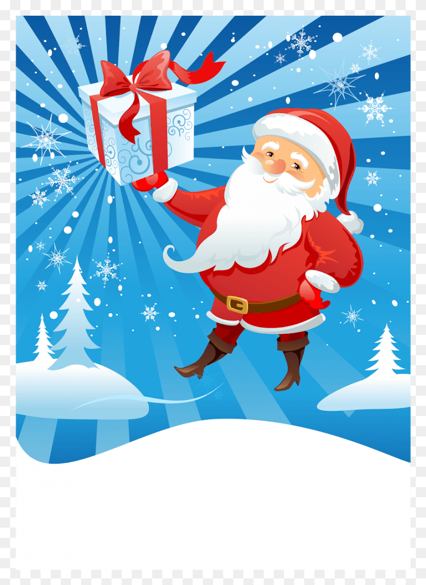 857x1201 Vector Santa Background Christmas, Graphics, Tree HD PNG Download
