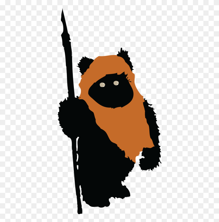 400x792 Vector Silhouette Transparent Amp Clipart Free Ewok Silhouette, Mammal, Animal, Person HD PNG Download