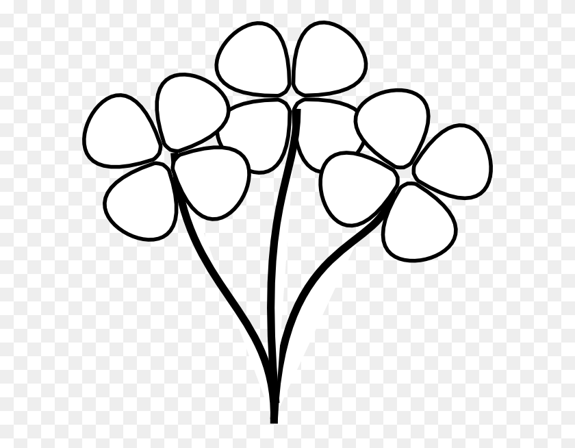 600x594 Vector Transparent Flower Stems Clipart Flowers Cartoon Black And White, Stencil, Plant, Blossom HD PNG Download