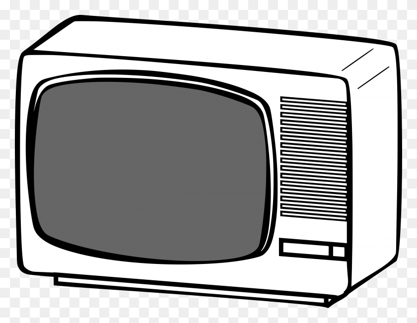 2400x1820 Vector Transparent Library Big Image Television Clipart Black And White, Monitor, Screen, Electronics HD PNG Download