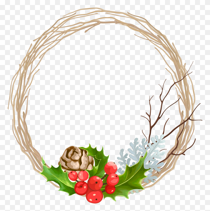 1619x1628 Vector Transparent Wreath Christmas Decoration Transprent Christmas Wreath Vector, Plant, Food, Bracelet HD PNG Download