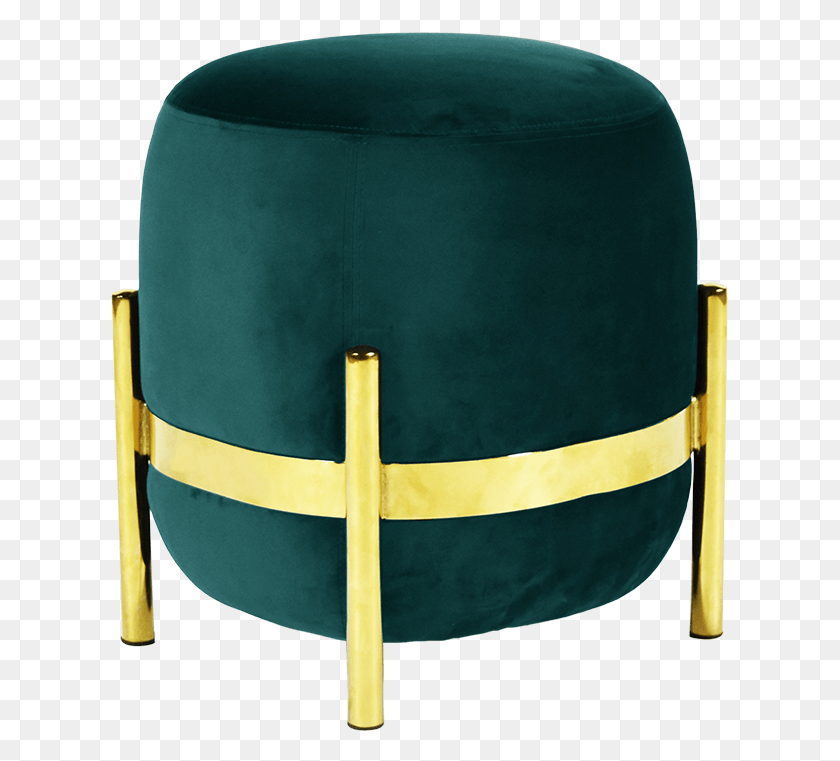 619x701 Vega Pouf Emeraldbrass Brass Stool Blue, Furniture, Chair, Flag HD PNG Download