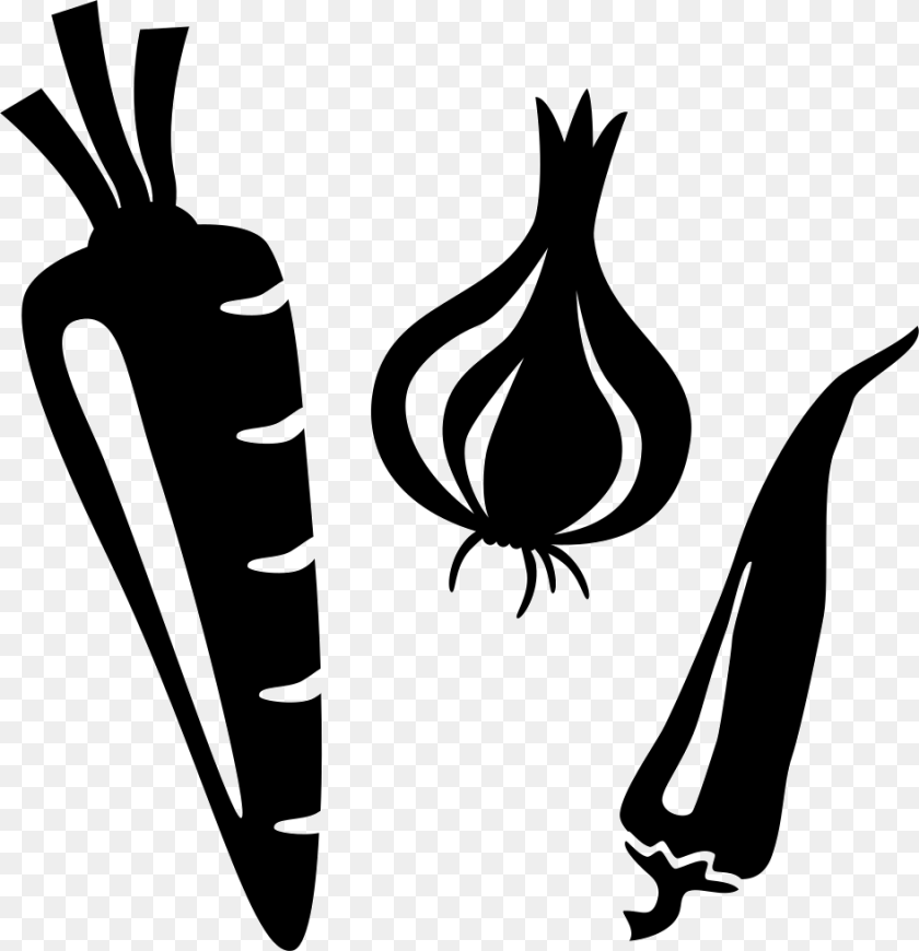 946x980 Vegetables Black And White Vegetable Svg, Stencil, Food, Produce, Carrot Clipart PNG