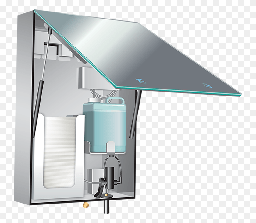 749x673 Velare Btm System Stainless Steel Cabinet With Frameless Behind Mirror Paper Towel Dispenser, Machine, Sink Faucet, Appliance Descargar Hd Png