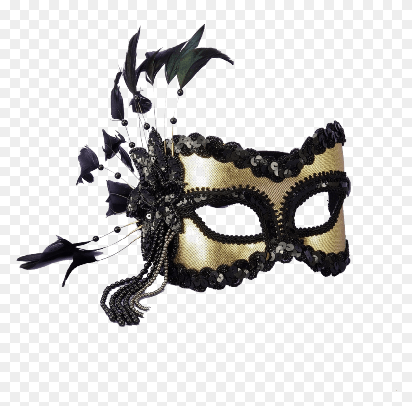 985x972 Venetian Mask Image Background Black And Gold Masquerade Mask, Chandelier, Lamp HD PNG Download