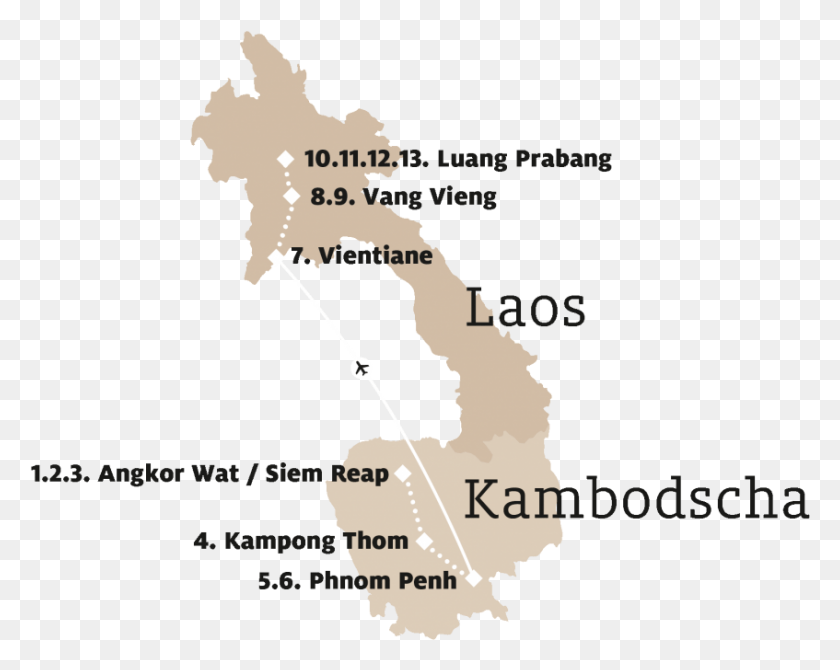 847x663 Verlauf Tag 1 Siem Reap Laos, Poster, Advertisement, Map HD PNG Download