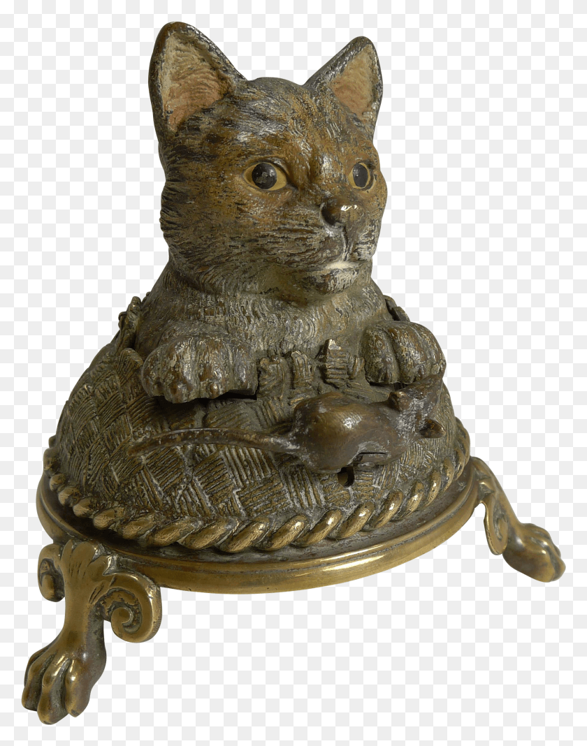 1585x2049 Very Rare Cold Painted Bronze Novelty Mechanical Bell Domestic Short Haired Cat, Figurine, Pet, Animal HD PNG Download
