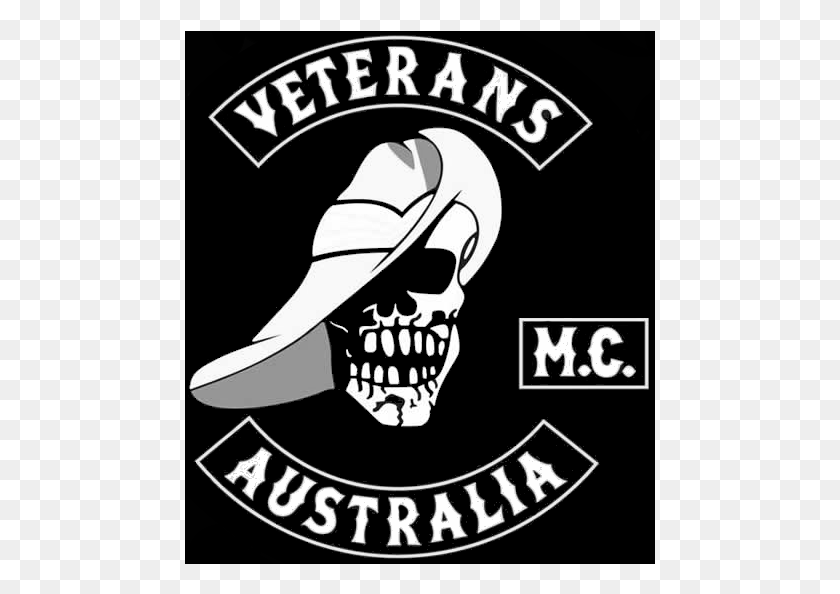 471x534 Descargar Png Veterans Mc Australia Backpatch Veterans Australia Mc, Ropa, Vestimenta, Símbolo Hd Png