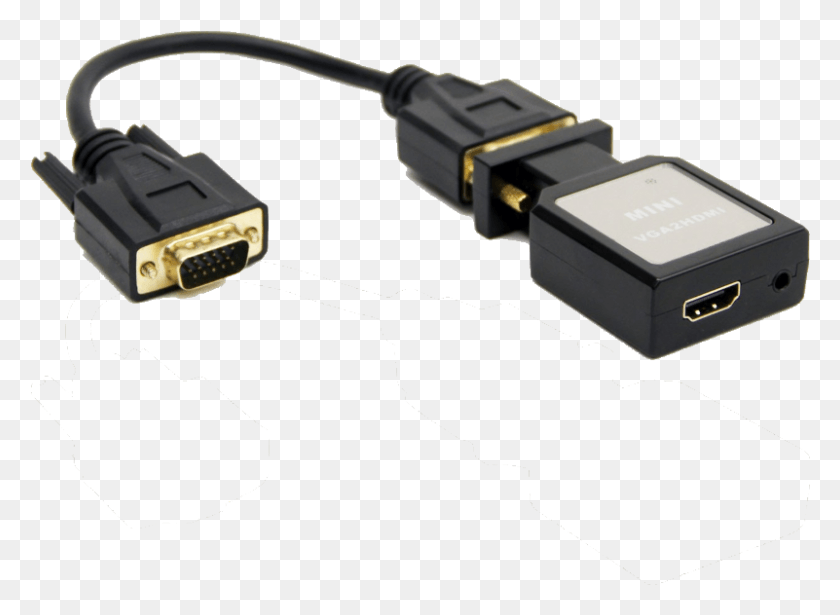 801x570 Vga To Hdmi Converter Dunwell Tech Usb Cable, Adapter, Plug, Gun HD PNG Download
