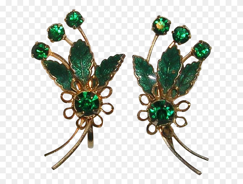 627x577 Vibrant Green Enamel And Rhinestone Comet Design Earrings Earrings, Jewelry, Accessories, Accessory Descargar Hd Png
