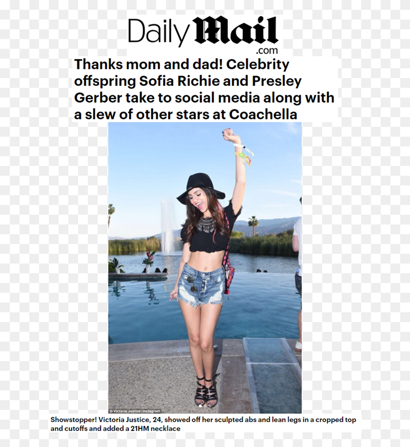 642x856 Victoria Justice Wearing 21hm At The Coachella Music Daily Mail, Shorts, Clothing, Person HD PNG Download