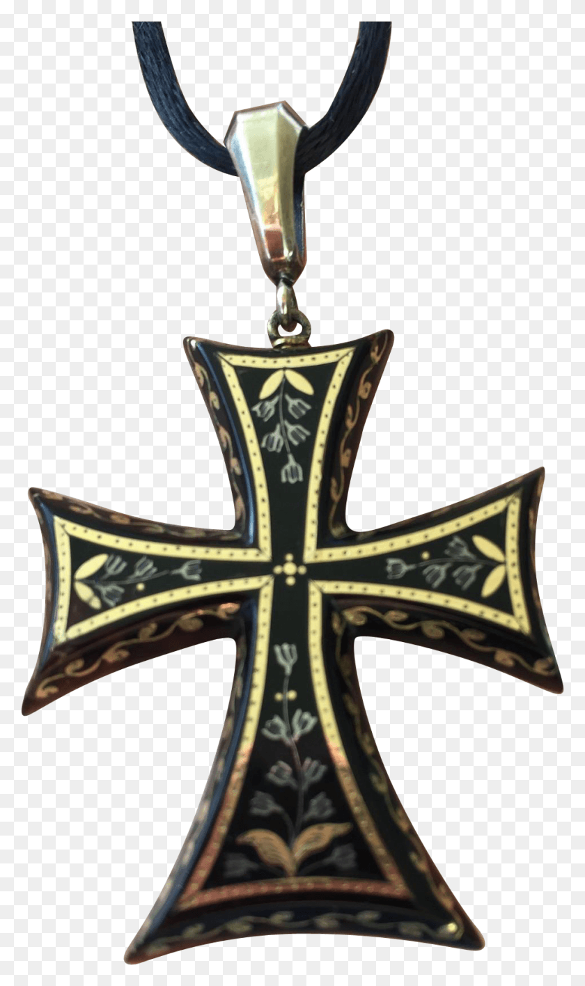 958x1666 Victorian Gold And Silver Inlaid Pique Crusader Cross Locket, Symbol, Pendant, Crucifix HD PNG Download