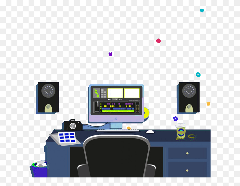 634x592 Video Editing Company Computer Desk, Furniture, Electronics, Table HD PNG Download