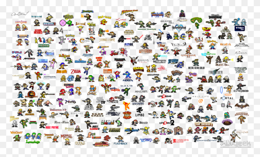 795x458 Descargar Png / Personajes De Videojuegos Mega Man, Persona, Multitud, Texto Hd Png