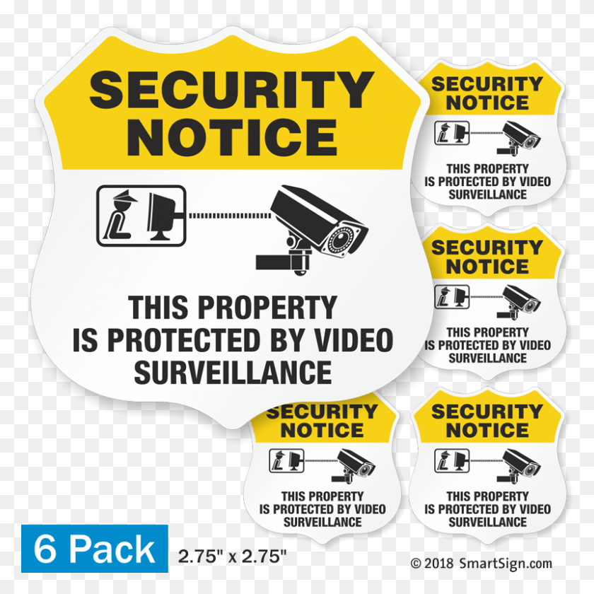800x800 Video Surveillance Security Notice Shield Label Set Poster, Text, Paper, Adapter HD PNG Download