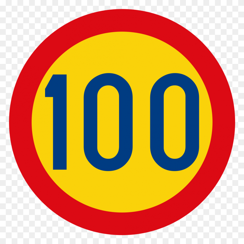 1010x1010 Vienna Convention Road Sign C14 V4 Speed Limit 100 Km H, Number, Symbol, Text HD PNG Download