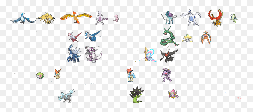 1595x640 Descargar Png / Todos Los Pokémon Legendarios Y Míticos, Texto, Número, Símbolo Hd Png