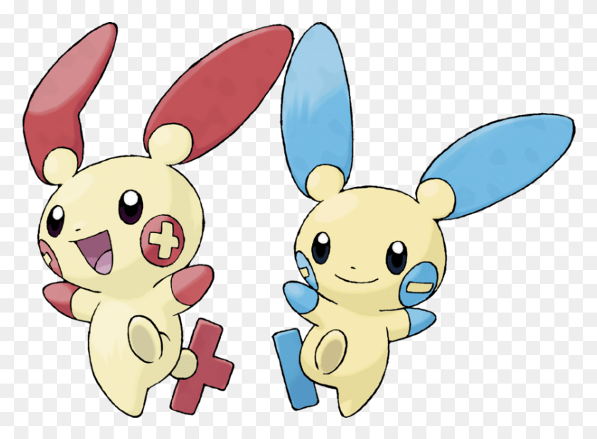 839x601 View 311312 Plusle And Minun, Animal, Sea Life, Seafood HD PNG Download