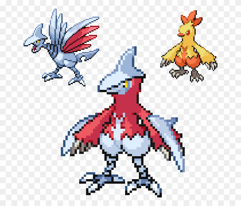 676x660 View Combusken Skarmory Fusion Skarmory Sprite, Animal, Pattern, Bird HD PNG Download
