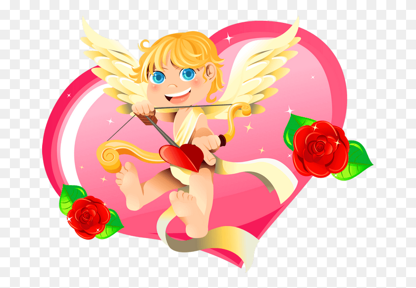 671x522 View Full Size Clipart Heart W Cupid, Angel, Archangel HD PNG Download
