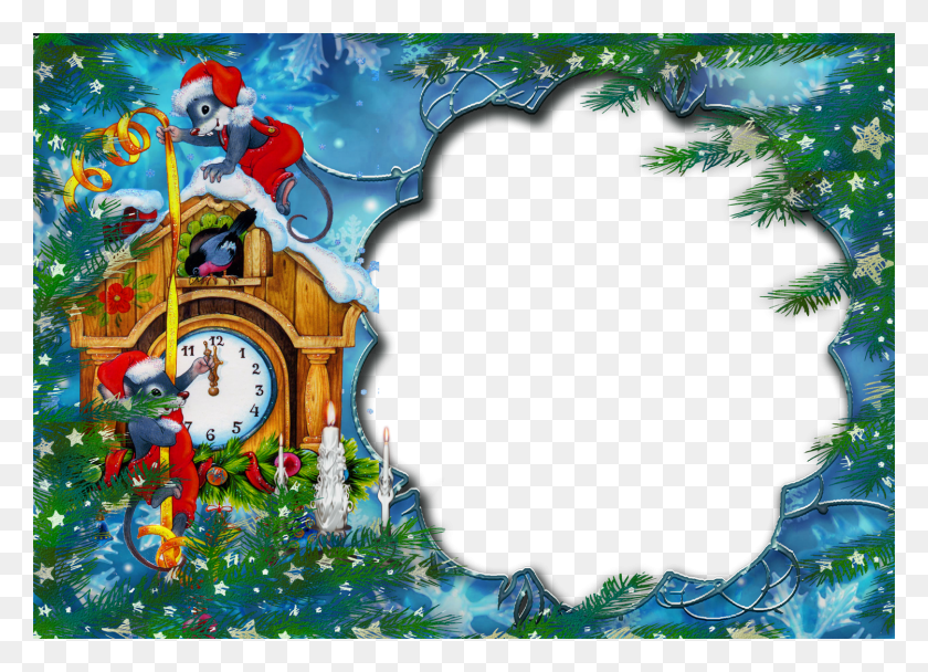 1500x1055 View Full Size Disney Christmas Photo Frame, Analog Clock, Clock, Tree HD PNG Download