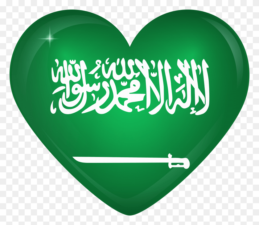 5910x5085 View Full Size Saudi Arabia Flag In A Heart, Text, Light, Balloon HD PNG Download