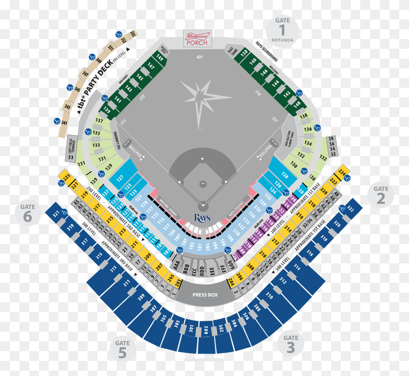 2340x2133 View Interactive Map Of Tropicana Field Tropicana Field Seating Chart 2019, Plan, Plot, Diagram HD PNG Download
