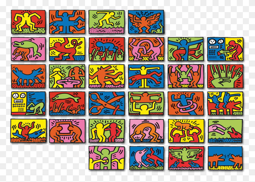 1918x1334 View Keith Haring Double Retrospect Keith Haring Double Retrospect, Text, Collage, Poster HD PNG Download