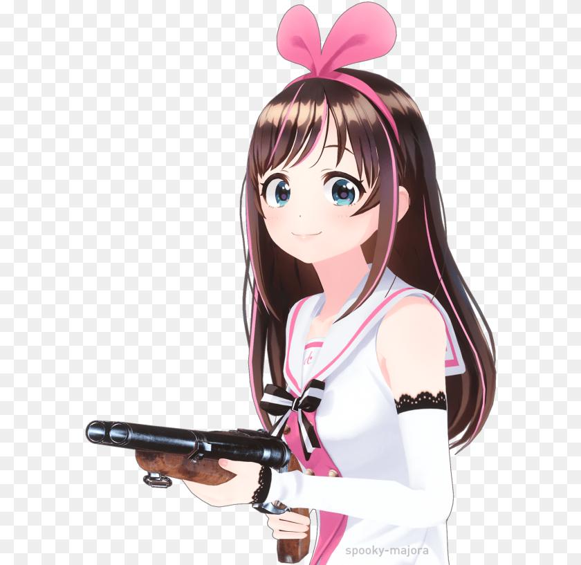 596x817 View Media Anime Girl With Gun Meme, Book, Comics, Weapon, Publication PNG