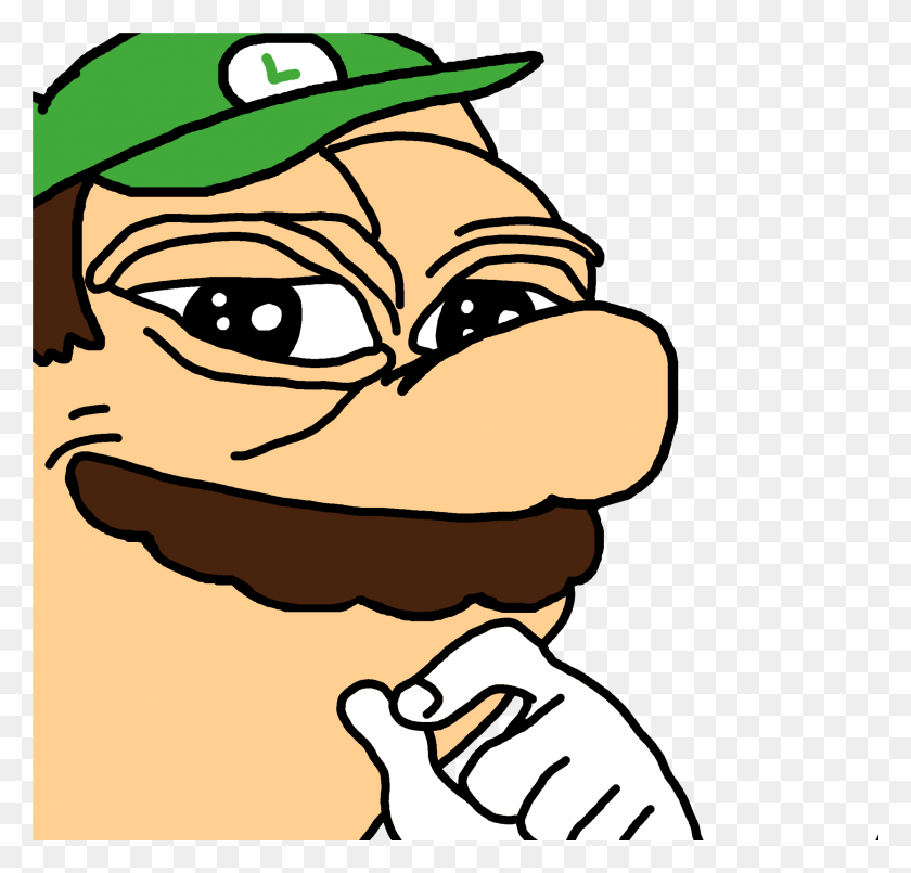 2268x2167 View Samegoogleiqdbsaucenao Smug Luigi Pepe The Frog Black And White, Label, Text, Face HD PNG Download