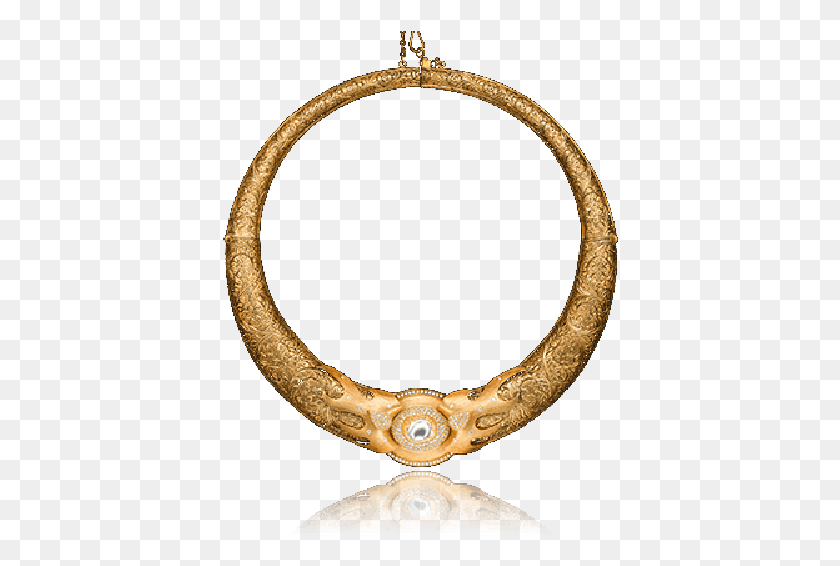396x506 View View View View Yellow Gold Necklace With Central Circle, Snake, Reptile, Animal HD PNG Download