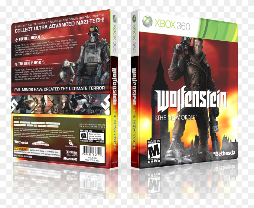 1480x1196 Viewing Full Size Wolfenstein Wolfenstein The New Order Xbox 360 Cover, Person, Human, Disk HD PNG Download