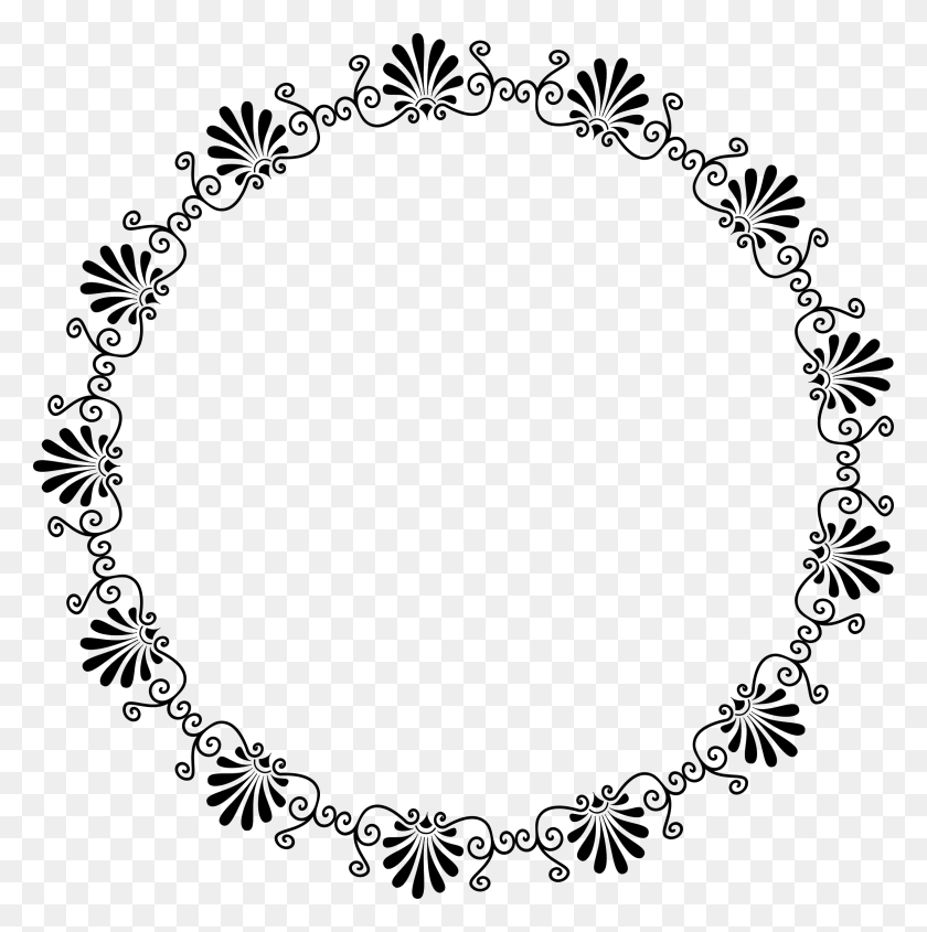 2316x2332 Vignette Decorative Frame Clipart Round Border Black And White, Gray, World Of Warcraft HD PNG Download