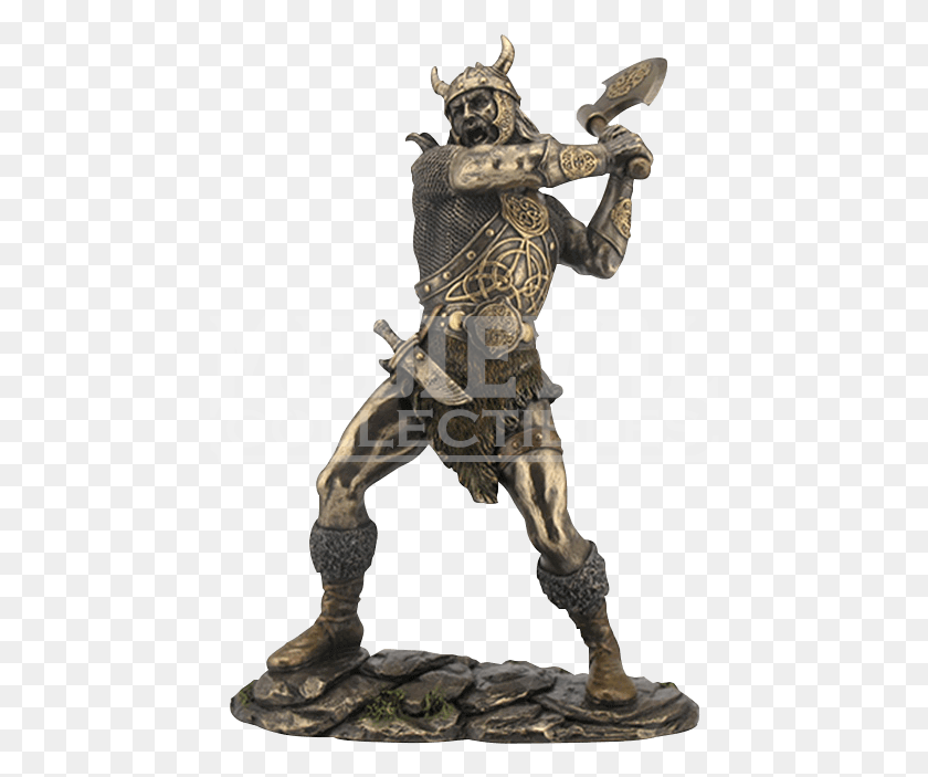462x643 Viking Warrior Swinging An Ax Statue Viking Swinging Axe, Person, Human, Duel HD PNG Download