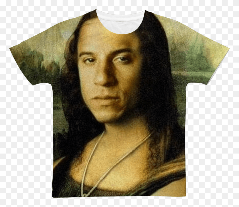972x833 Vin Diesel As The Mona Lisa Classic Sublimation Adult Mona Lisa Toretto, Face, Person, Human HD PNG Download
