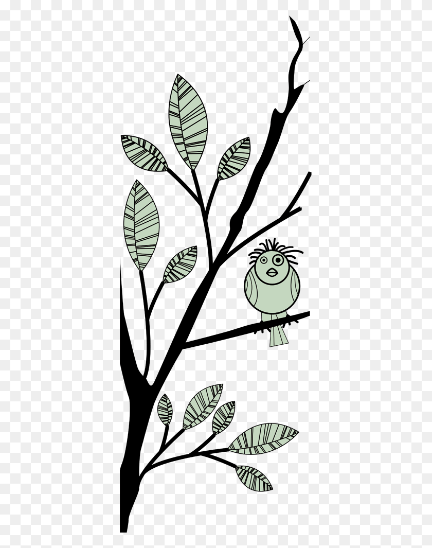 374x1005 Винило Decorativo Ilustracin Detalle De Ramas, Птица, Животное, Растение Hd Png Скачать