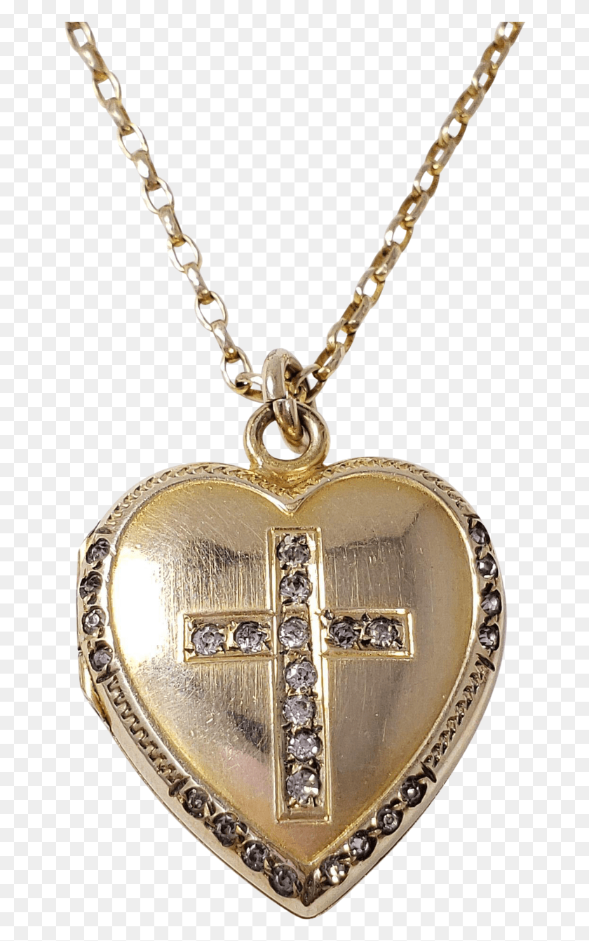 664x1281 Vintage 10k Gold Filled Holy Cross Heart Shaped Locket Locket, Pendant, Jewelry, Accessories HD PNG Download
