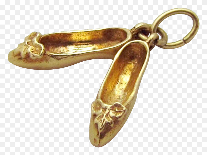786x577 Vintage 14k Gold 3d Ballet Shoes Dance Slippers Charm Ballet Flat, Bronze, Treasure, Smoke Pipe HD PNG Download