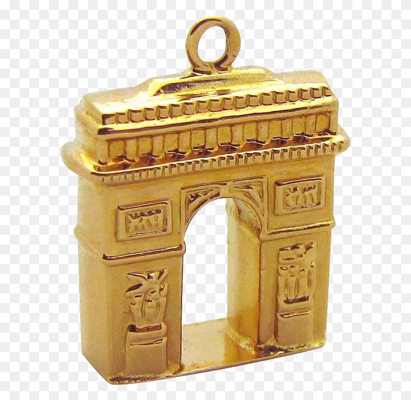 594x758 Vintage 18k Gold 3d Arc De Triomphe Paris France Travel Triumphal Arch, Mailbox, Letterbox, Bronze HD PNG Download