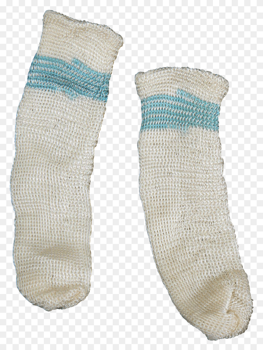 1012x1375 Vintage 3039s 4039s Blue And White Doll Socks Old From Hockey Sock, Clothing, Apparel, Shoe HD PNG Download
