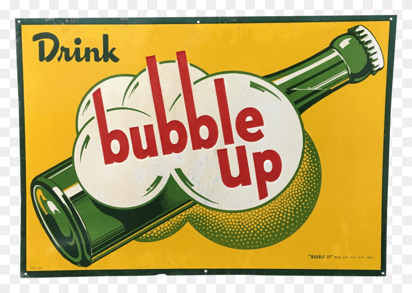 2607x1799 Vintage Advertising Bubble Up Soda Sign Beer Bottle HD PNG Download
