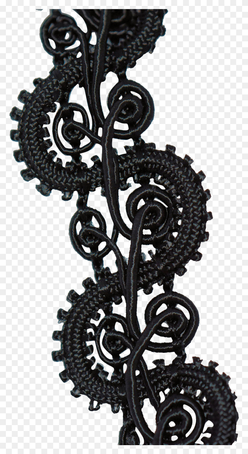 1081x2049 Vintage Black Lace Trim Ribbon Embroidered Applique Crochet, Pattern, Ornament, Bronze HD PNG Download