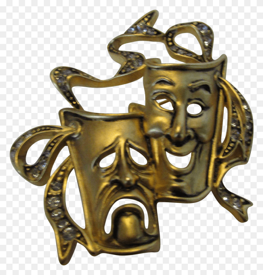 1217x1274 Vintage Bob Mackie Comedy And Tragedy Masks In Goldtone Relief, Person, Human, Gold HD PNG Download