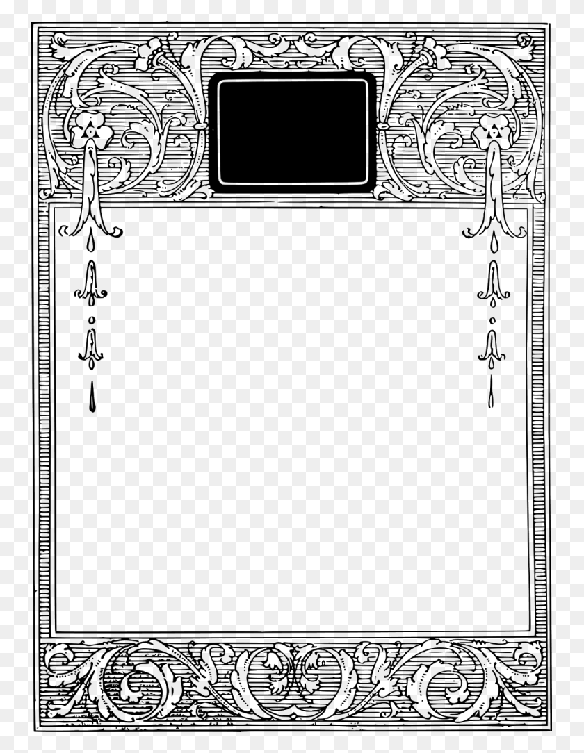 749x1024 Vintage Borders Borders Frames Ornaments Free Line Art, Gray, World Of Warcraft HD PNG Download