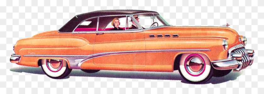1497x461 Ретро Автомобиль 1950 Автомобиль Мультфильм, Человек, Человек, Автомобиль Hd Png Скачать