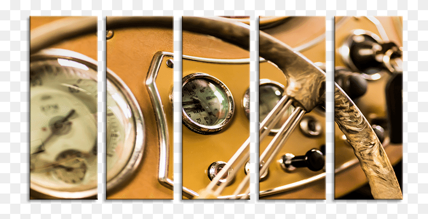 742x370 Descargar Png Coche Vintage Diales Impresiones En Lienzo Coche Clásico Arte De La Pared Reloj De Bolsillo, Reloj De Pulsera, Torre Del Reloj, Torre Hd Png