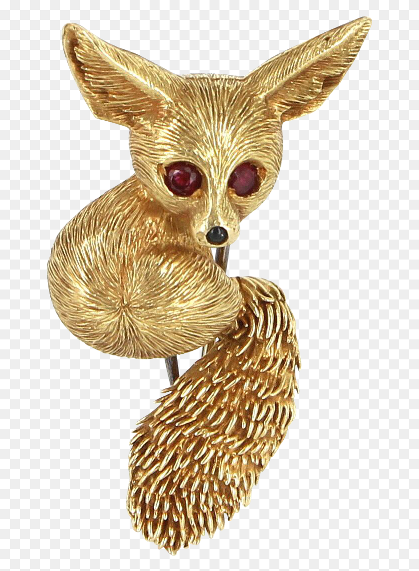 655x1084 Vintage Cartier Fox Animal Broche Pin 18 Quilates Yellow Red Fox, Bird, Figurine, Bronce Hd Png